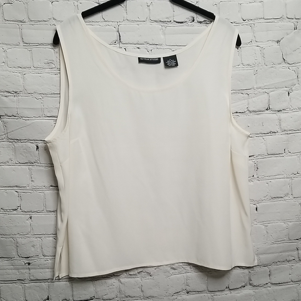Sutton Studio womens Xlarge 100% silk top scoopneck EUC